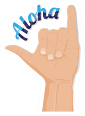 Shaka Sign Blue Aloha Sticker