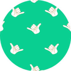 Shaka Sign Hands Seam Lass Pattern Green Sticker