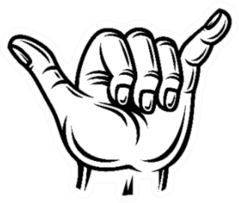 Shaka Sign - Vintage Realistic Surf Hand Gesture Sticker