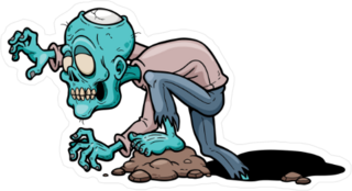 Shallow Grave Cartoon Zombie Sticker