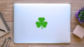Shamrock Clover Sticker on a Laptop (New) example