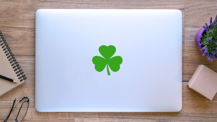 Shamrock Clover Sticker on a Laptop (New) example