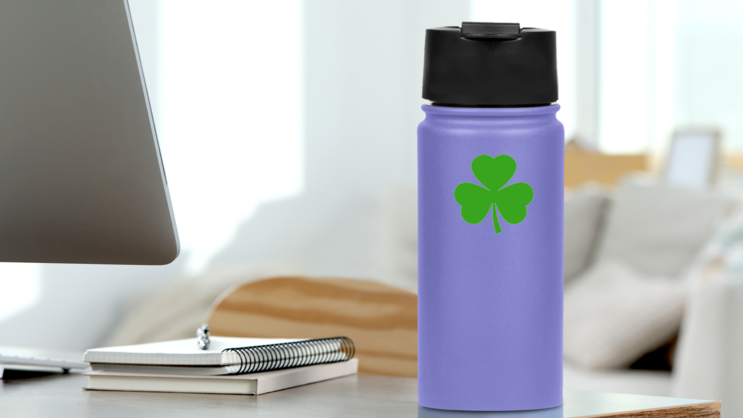 Shamrock Clover Sticker on a Water Bottle (New) example