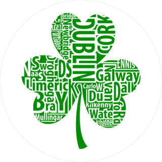 Shamrock With The Biggest Cities Of Ireland Sticker