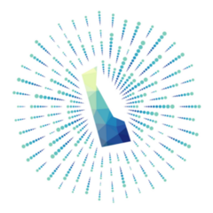 Shape Of Delaware, Polygonal Sunburst Sticker