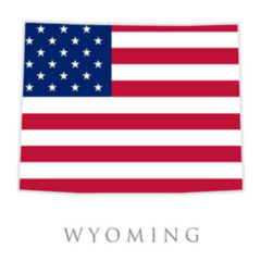 Shape Of Wyoming State Map With American Flag Sticker