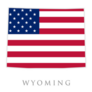 Shape Of Wyoming State Map With American Flag Sticker