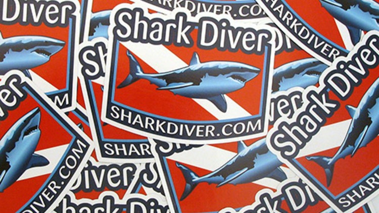 Shark Diver Custom Die Cut Stickers