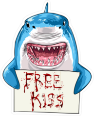 Shark Holding Free Kiss Sign Sticker