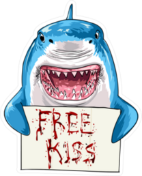 Shark Holding Free Kiss Sign Sticker