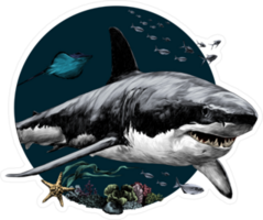 Shark Swimming At The Bottom Of The Sea Sticker