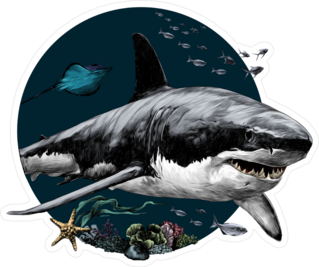 Shark Swimming At The Bottom Of The Sea Sticker