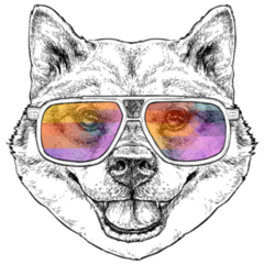 Shiba Aviator Sunglasses Sticker