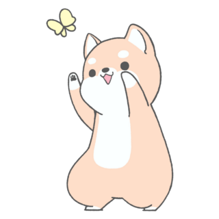 Shiba Chases Butterfly Sticker