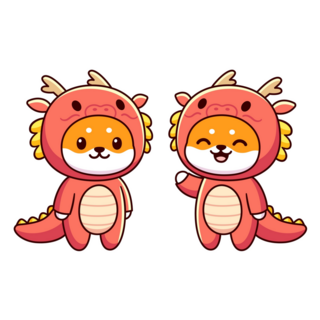 Shiba Dragon Costume Sticker