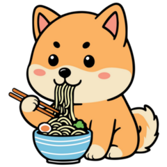 Shiba Eating Ramen Sticker