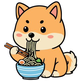 Shiba Eating Ramen Sticker
