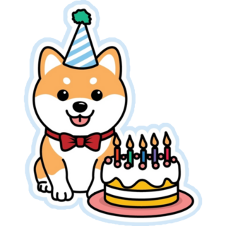 Shiba Inu Birthday Sticker