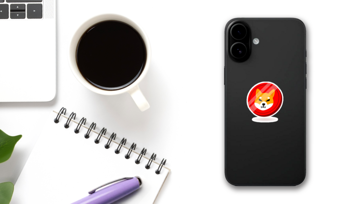 Shiba Inu Doge Coin Sticker on a Phone (New) example
