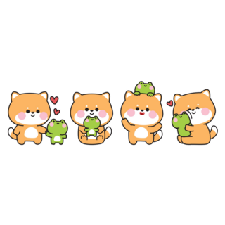 Shiba Inu & Frog Sticker