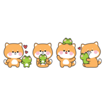 Shiba Inu & Frog Sticker