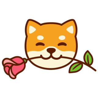 Shiba Inu Holds Rose Sticker