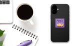 Shiba Inu Purple Sticker on a Phone (New) example