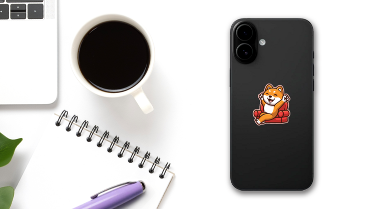 Shiba Inu Sofa Sticker on a Phone (New) example