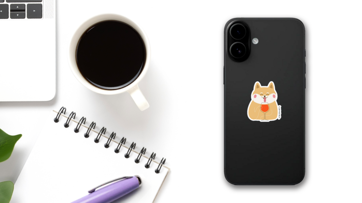 Shiba Inu Wine Friday Sticker on a Phone (New) example