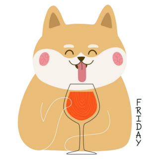 Shiba Inu Wine Friday Sticker