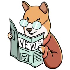 Shiba Reading News Sticker