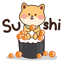 Shiba Sits On Sushi Sticker