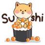 Shiba Sits On Sushi Sticker