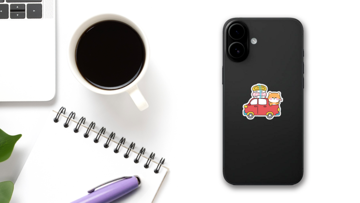 Shiba Sushi Truck Sticker on a Phone (New) example