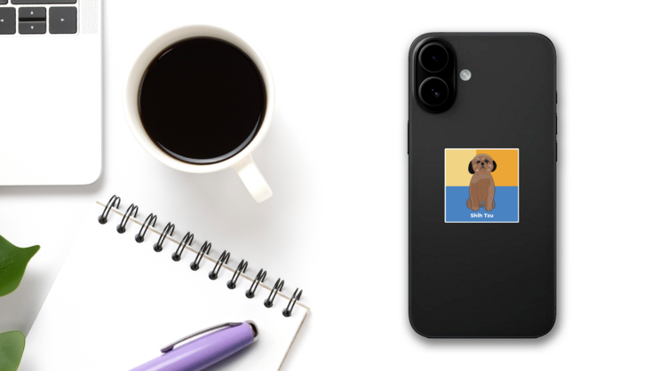 Shih Tzu Block Sticker on a Phone (New) example