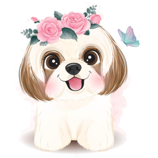 Shih Tzu Floral Sticker