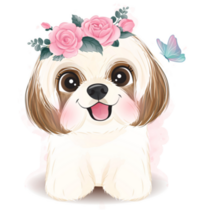 Shih Tzu Floral Sticker