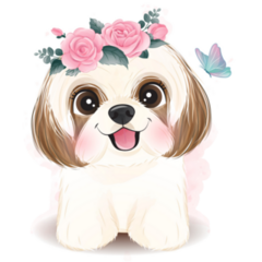 Shih Tzu Floral Sticker