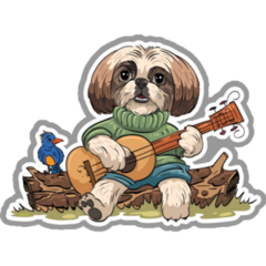 Shih Tzu Guitar Sticker 