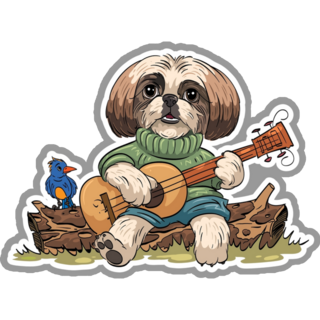 Shih Tzu Guitar Sticker 