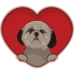 Shih Tzu Heart Sticker