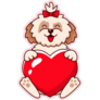 Shih Tzu Holding Heart Sticker