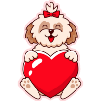 Shih Tzu Holding Heart Sticker