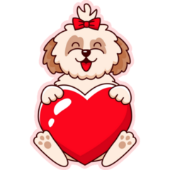 Shih Tzu Holding Heart Sticker