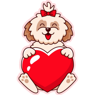 Shih Tzu Holding Heart Sticker