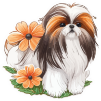 Shih Tzu In Flowers Sticker