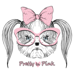 Shih Tzu In Pink Sticker