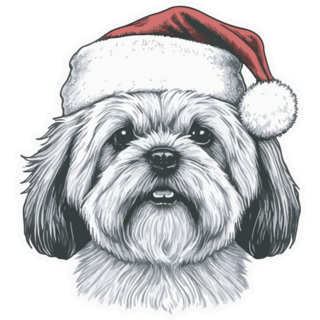 Shih Tzu Santa Hat Sticker