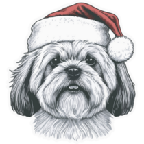 Shih Tzu Santa Hat Sticker