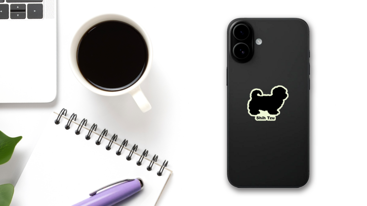 Shih Tzu Solid Sticker on a Phone (New) example